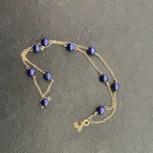 14K gold GSJ necklace-Gold & blue Lapis